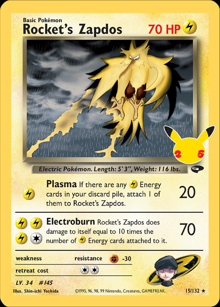 Rocket's Zapdos (15/132) [Celebrations: 25th Anniversary - Classic Collection] | Good Games Morley