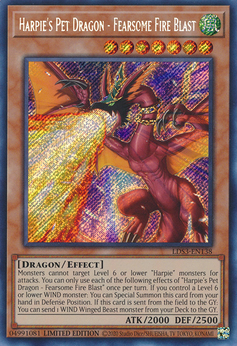 Harpie's Pet Dragon - Fearsome Fire Blast [LDS3-EN138] Secret Rare | Good Games Morley