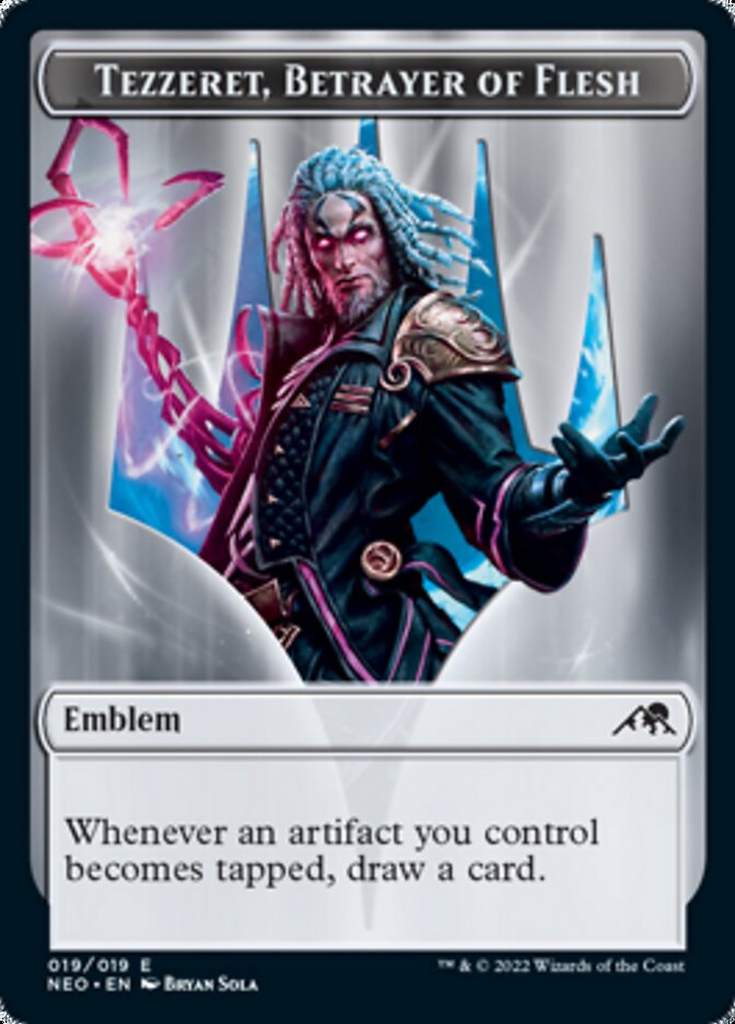 Tezzeret, Betrayer of Flesh Emblem [Kamigawa: Neon Dynasty Tokens] | Good Games Morley