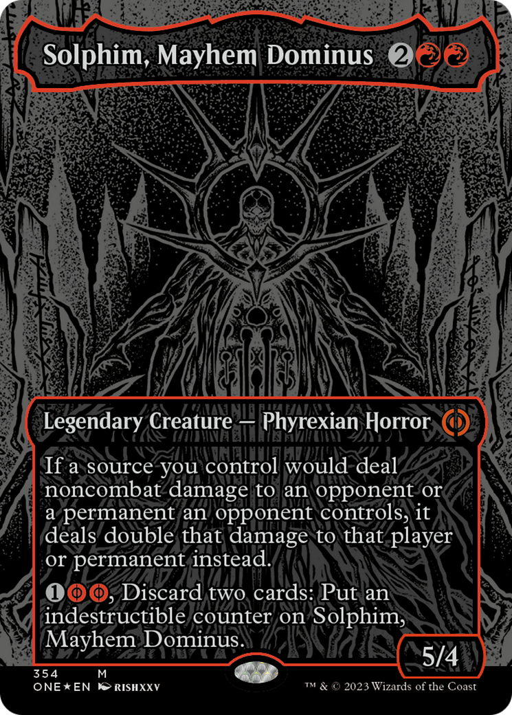 Solphim, Mayhem Dominus (Oil Slick Raised Foil) [Phyrexia: All Will Be One] | Good Games Morley