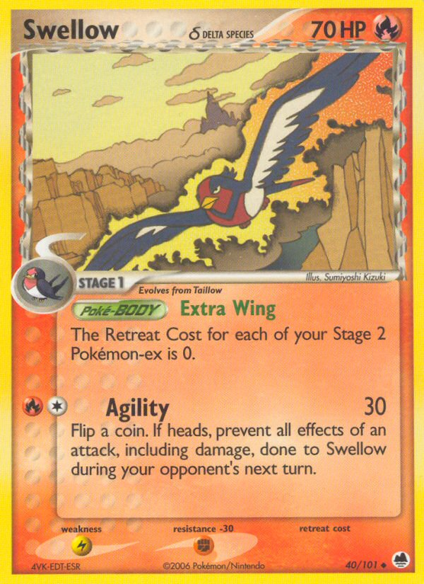 Swellow (40/101) (Delta Species) [EX: Dragon Frontiers] | Good Games Morley