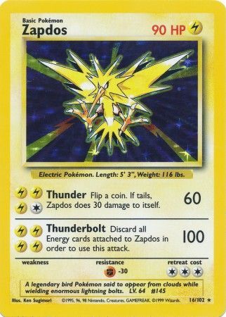 Zapdos (16/102) [Base Set Unlimited] | Good Games Morley