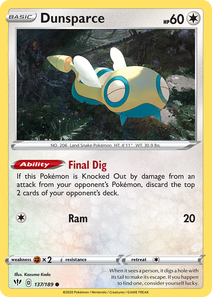 Dunsparce (137/189) [Sword & Shield: Darkness Ablaze] | Good Games Morley