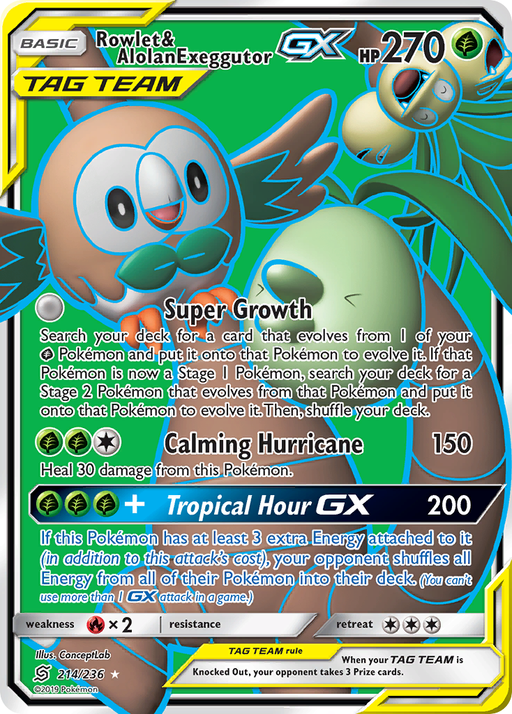 Rowlet & Alolan Exeggutor GX (214/236) [Sun & Moon: Unified Minds] | Good Games Morley