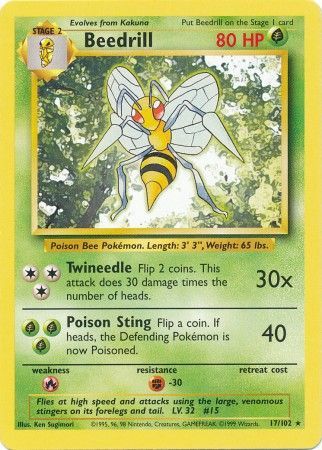 Beedrill (17/102) [Base Set Unlimited] | Good Games Morley