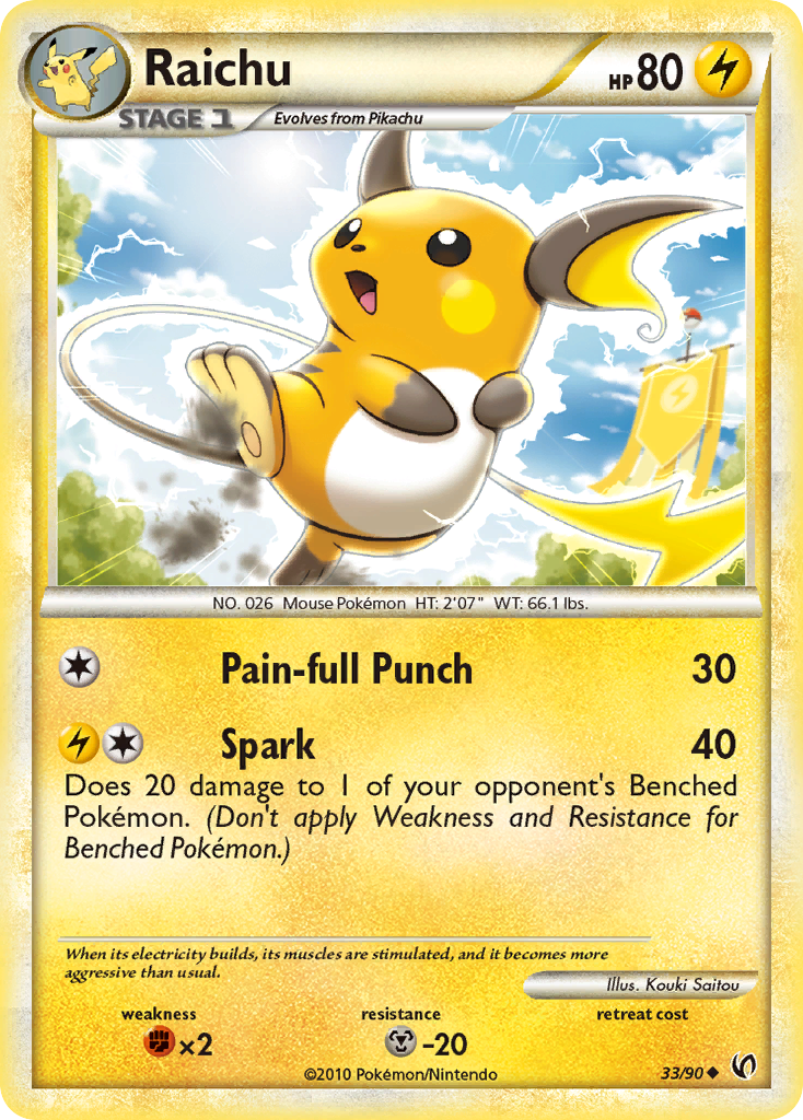 Raichu (33/90) [HeartGold & SoulSilver: Undaunted] | Good Games Morley