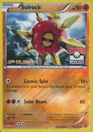 Solrock (64/146) (4th Place League Challenge Promo) [XY: Base Set] | Good Games Morley