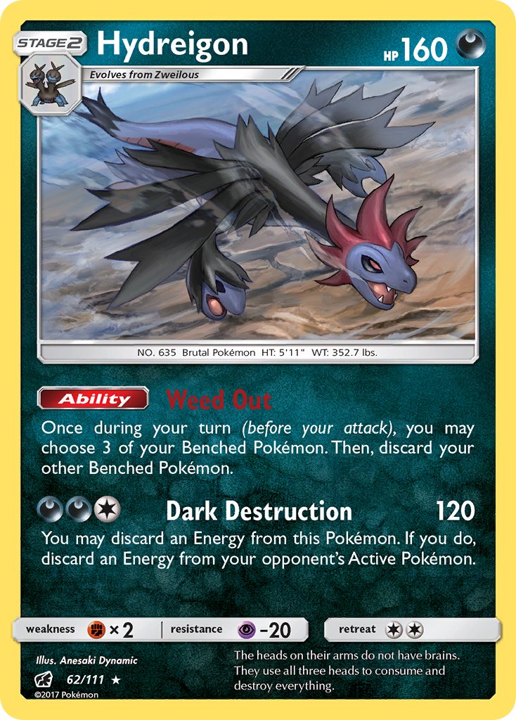 Hydreigon (62/111) (Cracked Ice Holo) (Theme Deck Exclusive) [Sun & Moon: Crimson Invasion] | Good Games Morley