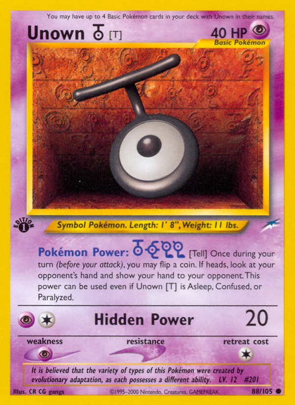 Unown [T] (88/105) [Neo Destiny 1st Edition] | Good Games Morley