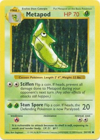 Metapod (54/102) [Base Set Shadowless Unlimited] | Good Games Morley