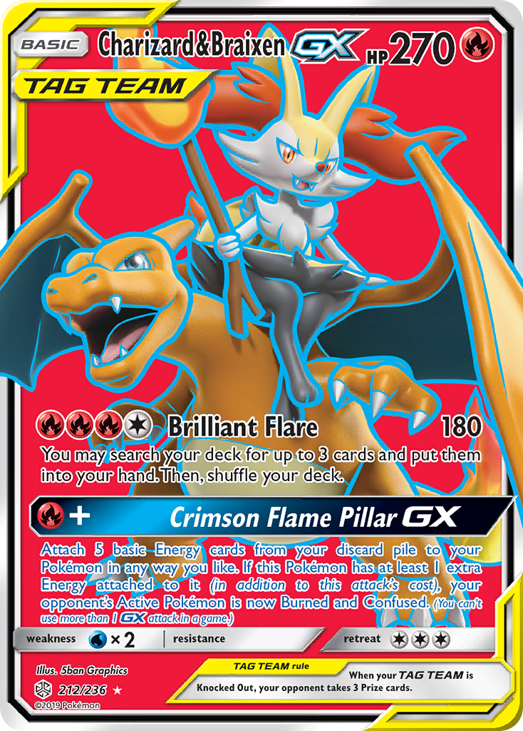 Charizard & Braixen GX (212/236) [Sun & Moon: Cosmic Eclipse] | Good Games Morley