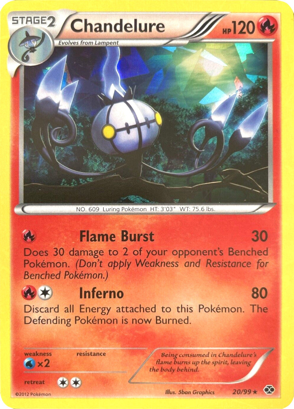 Chandelure (20/99) (Cracked Ice Holo) [Black & White: Next Destinies] | Good Games Morley
