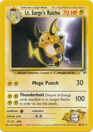 Lt. Surge's Raichu (28/132) [Gym Heroes Unlimited] | Good Games Morley