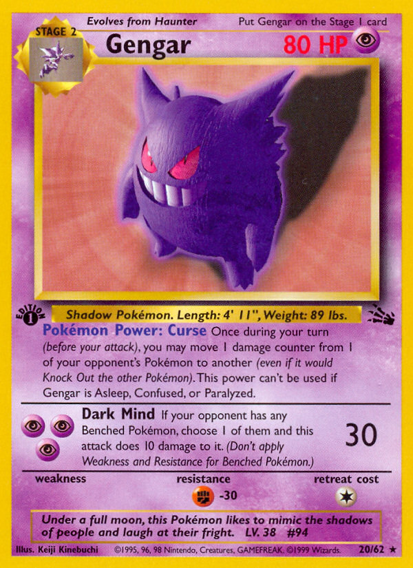 Gengar (20/62) [Fossil 1st Edition] | Good Games Morley