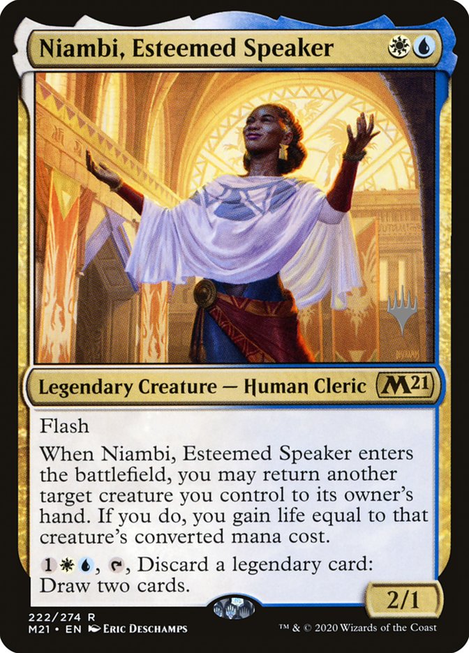 Niambi, Esteemed Speaker (Promo Pack) [Core Set 2021 Promos] | Good Games Morley