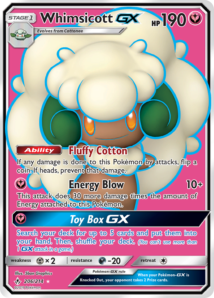 Whimsicott GX (206/214) [Sun & Moon: Unbroken Bonds] | Good Games Morley