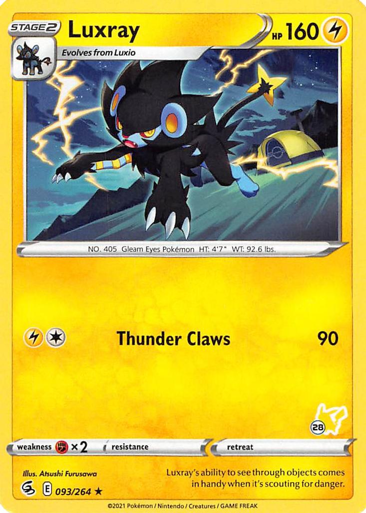 Luxray (093/264) (Pikachu Stamp #28) [Battle Academy 2022] | Good Games Morley