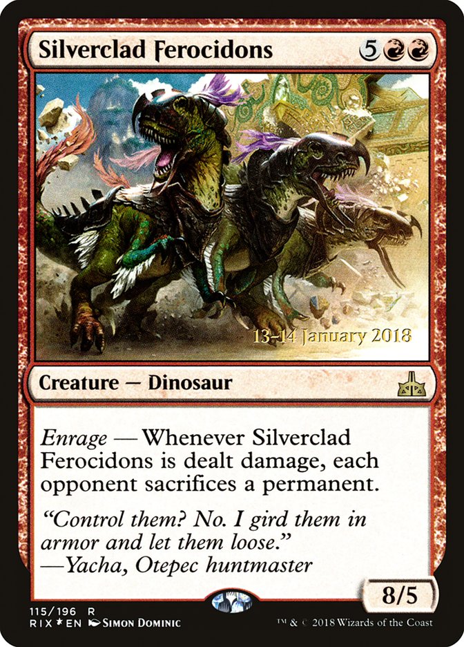 Silverclad Ferocidons [Rivals of Ixalan Prerelease Promos] | Good Games Morley