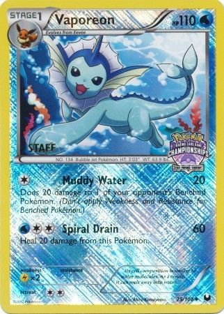 Vaporeon (25/108) (State Province Championship 2013 Promo Staff) [Black & White: Dark Explorers] | Good Games Morley