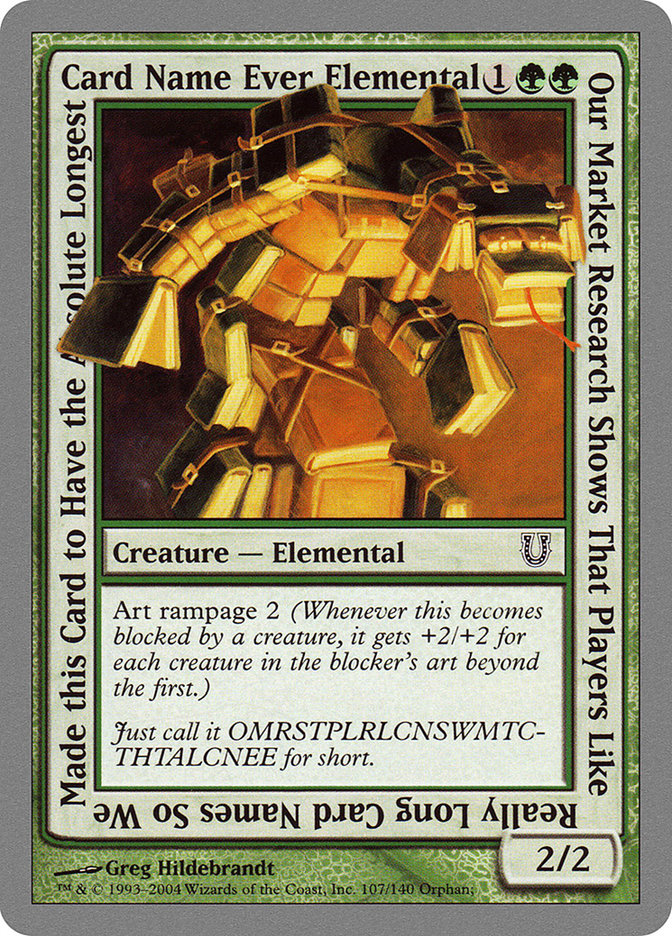 Our Market Research Shows That Players Like Really Long Card Names So We Made this Card to Have the Absolute Longest Card Name Ever Elemental [Unhinged] | Good Games Morley
