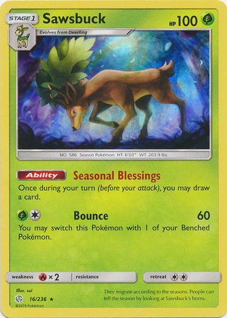 Sawsbuck (16/236) (Build & Battle Box Exclusive) [Sun & Moon: Cosmic Eclipse] | Good Games Morley