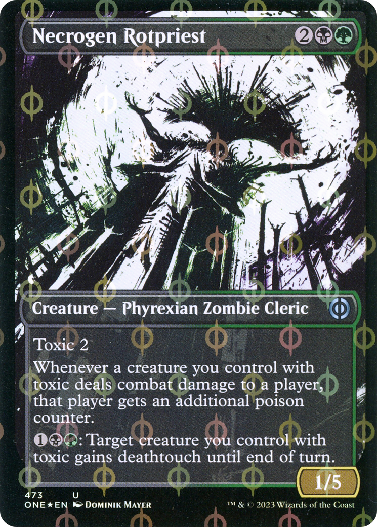 Necrogen Rotpriest (Borderless Ichor Step-and-Compleat Foil) [Phyrexia: All Will Be One] | Good Games Morley