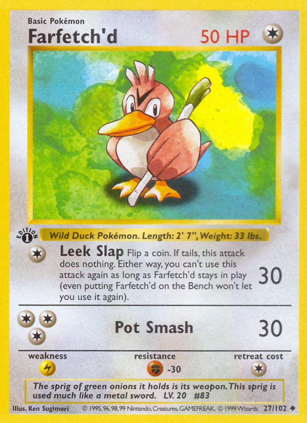Farfetch'd (27/102) (Shadowless) [Base Set 1st Edition] | Good Games Morley