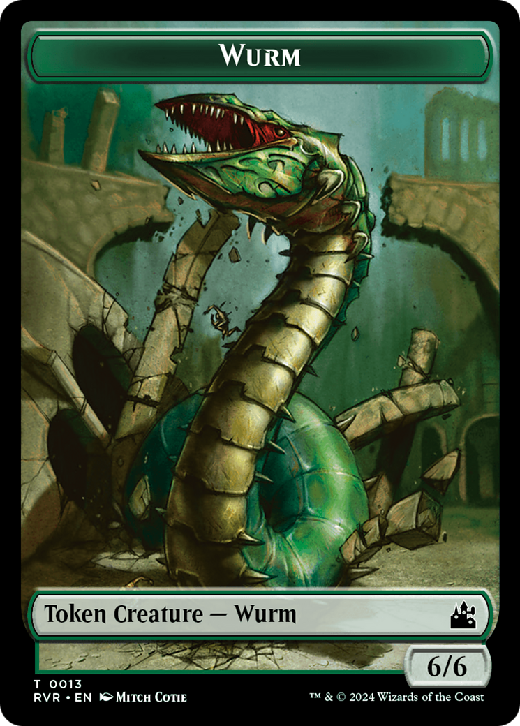 Elf Knight // Wurm Double-Sided Token [Ravnica Remastered Tokens] | Good Games Morley
