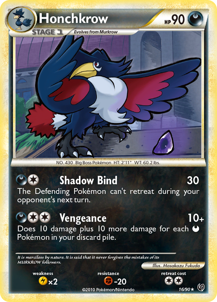 Honchkrow (16/90) [HeartGold & SoulSilver: Undaunted] | Good Games Morley
