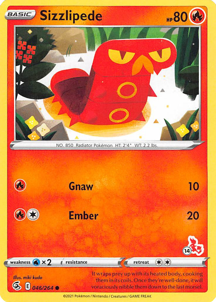 Sizzlipede (046/264) (Cinderace Stamp #14) [Battle Academy 2022] | Good Games Morley