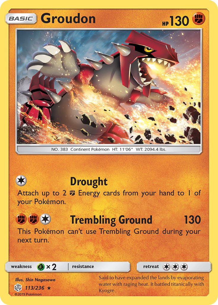Groudon (113/236) (Cracked Ice Holo) (Theme Deck Exclusive) [Sun & Moon: Cosmic Eclipse] | Good Games Morley