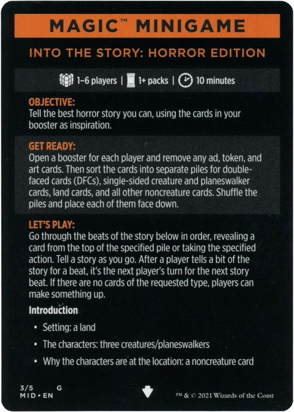 Into the Story: Horror Edition (Magic Minigame) [Innistrad: Midnight Hunt Minigame] | Good Games Morley