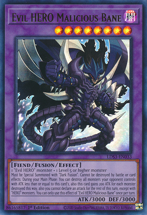 Evil HERO Malicious Bane [LDS3-EN033] Ultra Rare | Good Games Morley