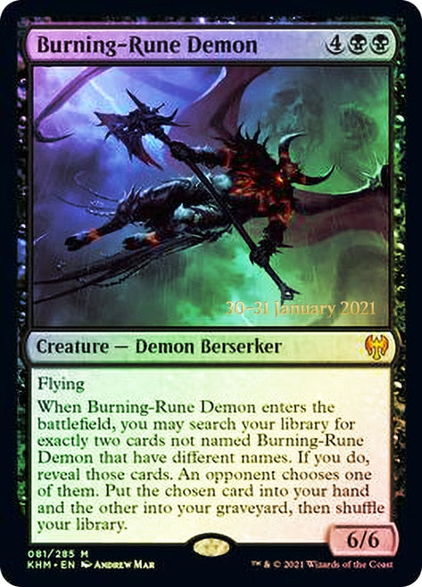 Burning-Rune Demon [Kaldheim Prerelease Promos] | Good Games Morley