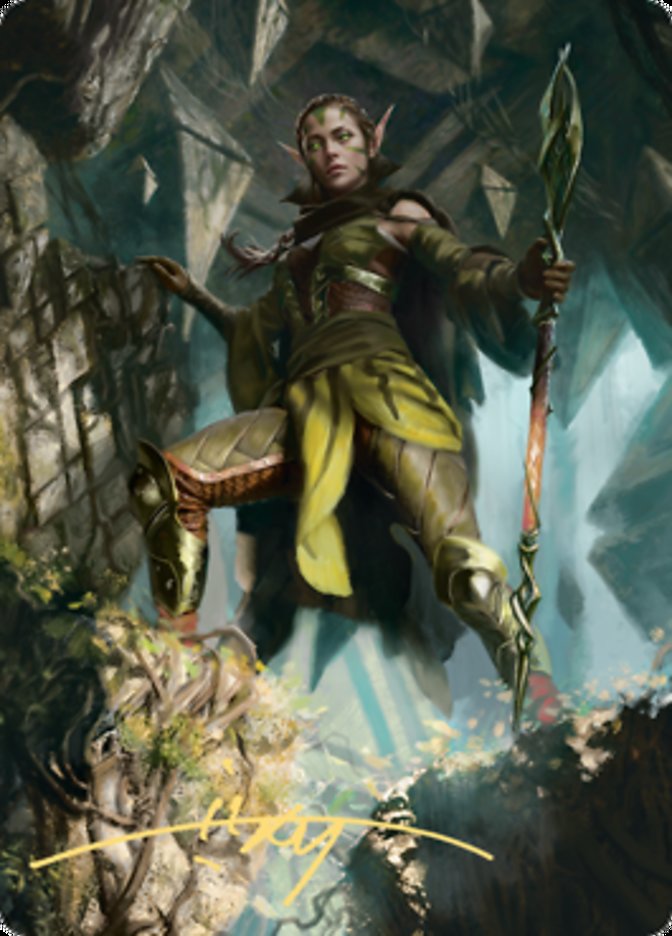 Nissa of Shadowed Boughs 1 Art Card (Gold-Stamped Signature) [Zendikar Rising Art Series] | Good Games Morley