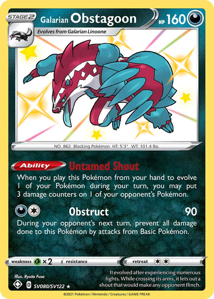 Galarian Obstagoon (SV080/SV122) [Sword & Shield: Shining Fates] | Good Games Morley