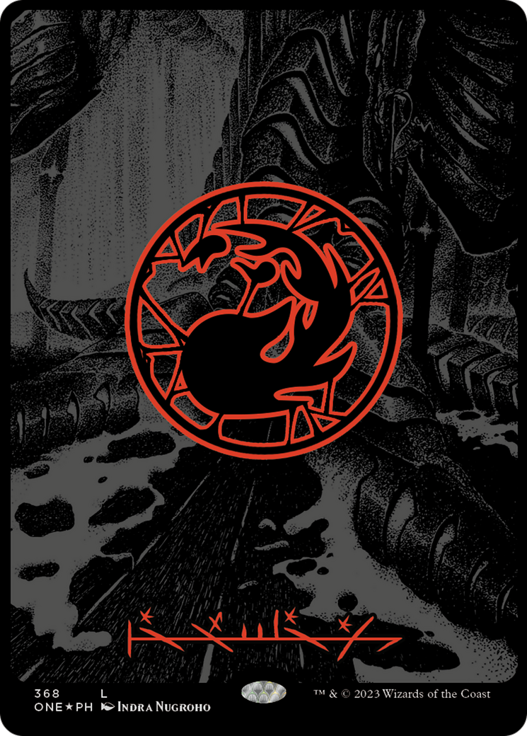 Mountain (368) (Oil Slick Raised Foil) [Phyrexia: All Will Be One] | Good Games Morley