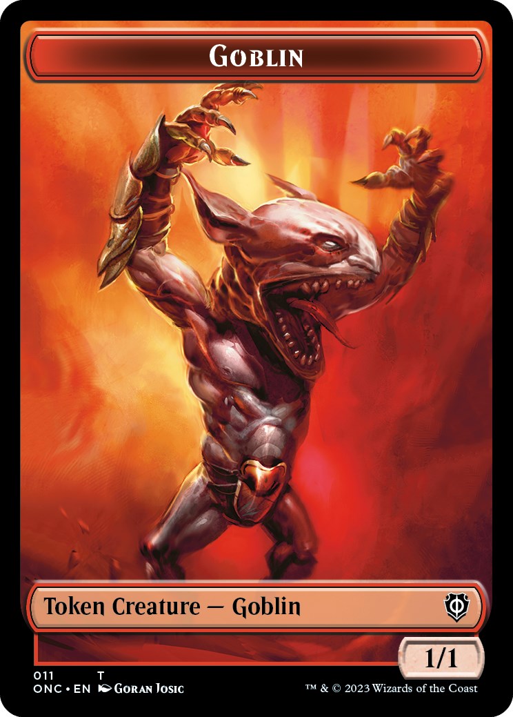 Rebel // Goblin Double-Sided Token [Phyrexia: All Will Be One Commander Tokens] | Good Games Morley
