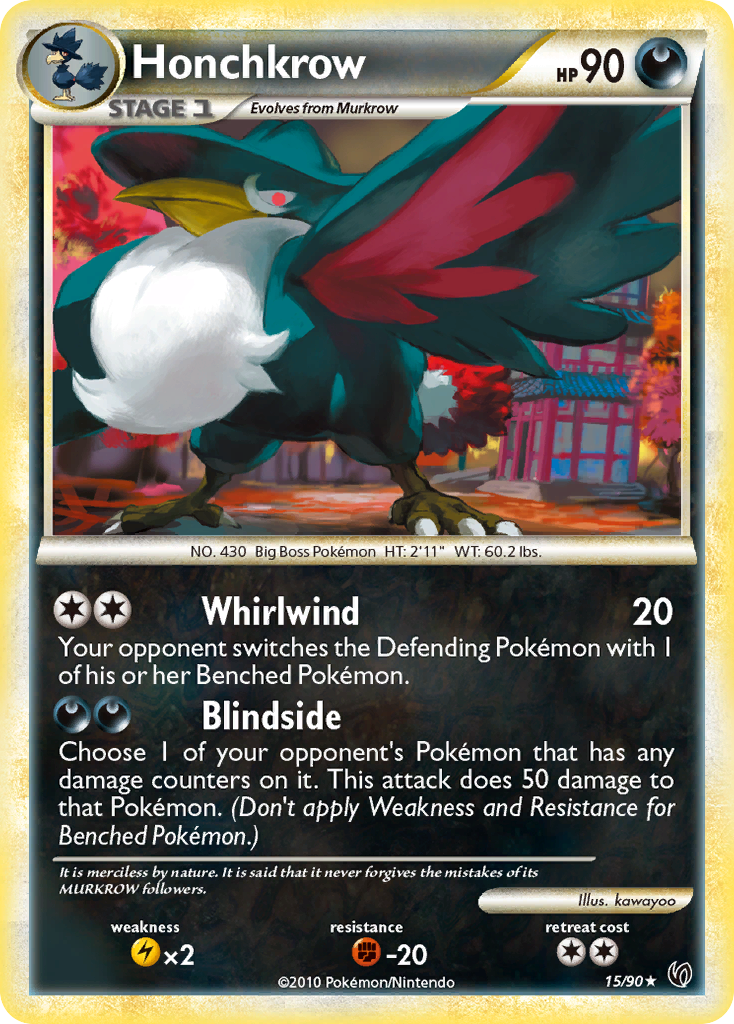 Honchkrow (15/90) [HeartGold & SoulSilver: Undaunted] | Good Games Morley