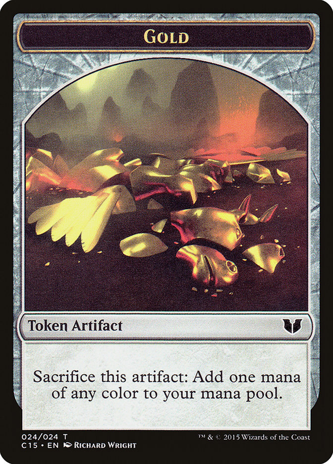 Gold // Knight (005) Double-Sided Token [Commander 2015 Tokens] | Good Games Morley