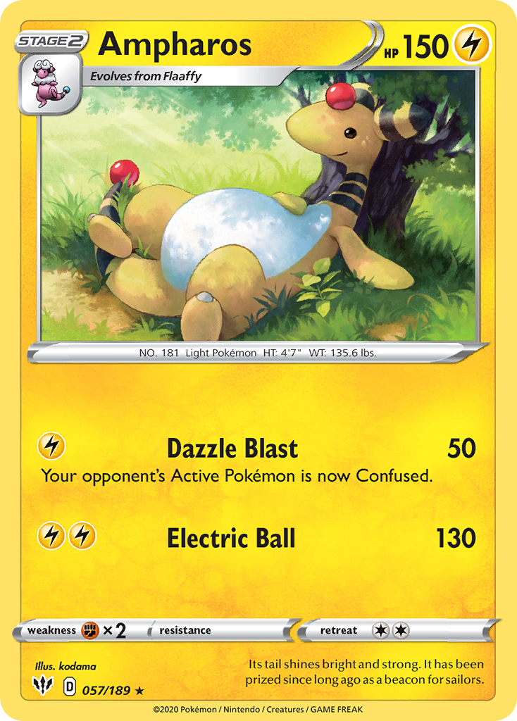 Ampharos (057/189) [Sword & Shield: Darkness Ablaze] | Good Games Morley