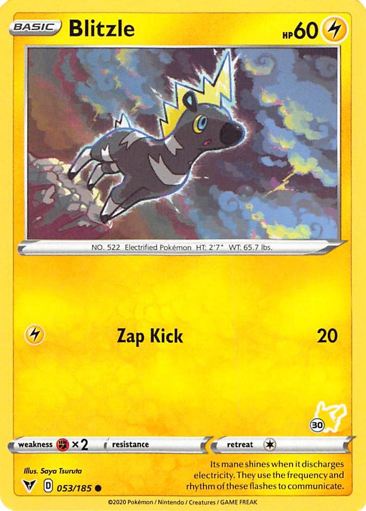 Blitzle (053/185) (Pikachu Stamp #30) [Battle Academy 2022] | Good Games Morley