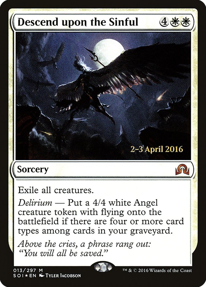 Descend upon the Sinful [Shadows over Innistrad Prerelease Promos] | Good Games Morley