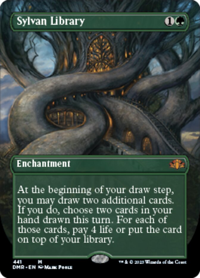 Sylvan Library (Borderless Alternate Art) [Dominaria Remastered] | Good Games Morley
