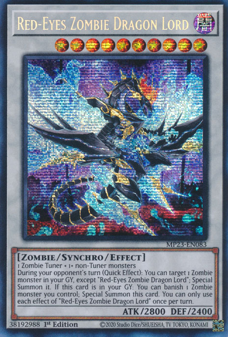 Red-Eyes Zombie Dragon Lord [MP23-EN083] Prismatic Secret Rare | Good Games Morley