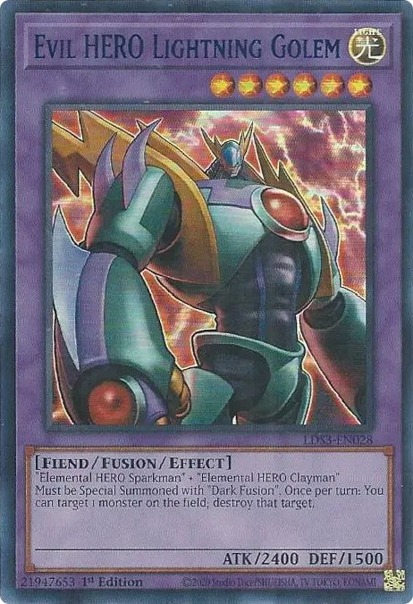 Evil HERO Lightning Golem (Blue) [LDS3-EN028] Ultra Rare | Good Games Morley