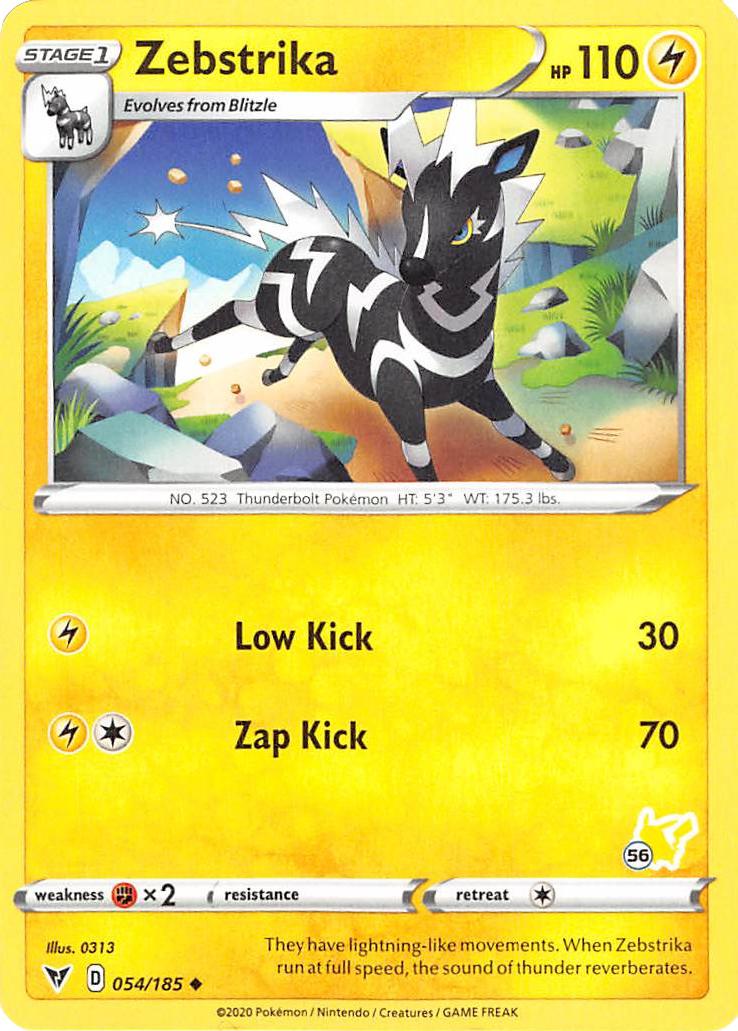 Zebstrika (054/185) (Pikachu Stamp #56) [Battle Academy 2022] | Good Games Morley