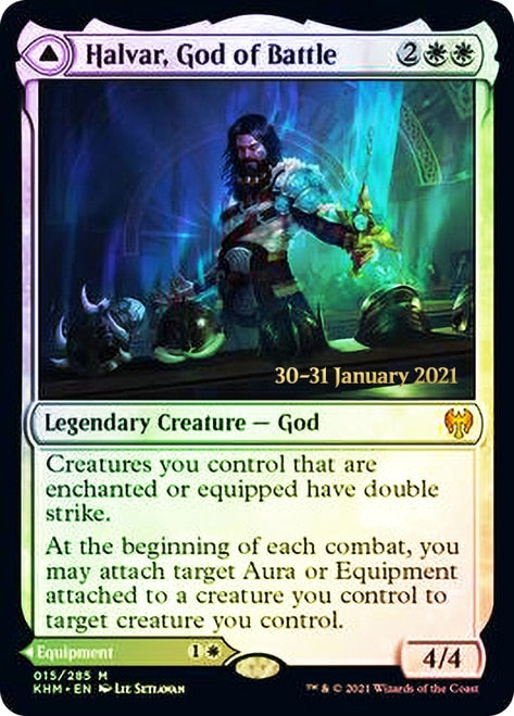 Halvar, God of Battle // Sword of the Realms [Kaldheim Prerelease Promos] | Good Games Morley