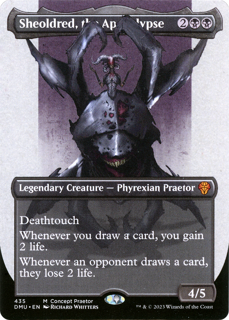 Sheoldred, the Apocalypse (Borderless Concept Praetors) [Phyrexia: All Will Be One] | Good Games Morley