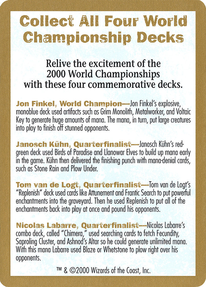 2000 World Championships Ad [World Championship Decks 2000] | Good Games Morley